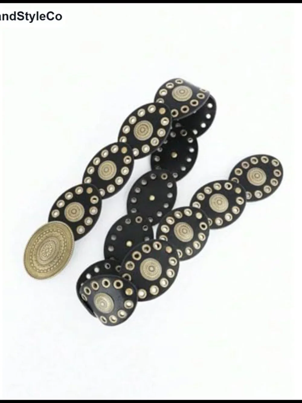 Women's Wide PU Leather Western Disc Belt Concho Cowgirl